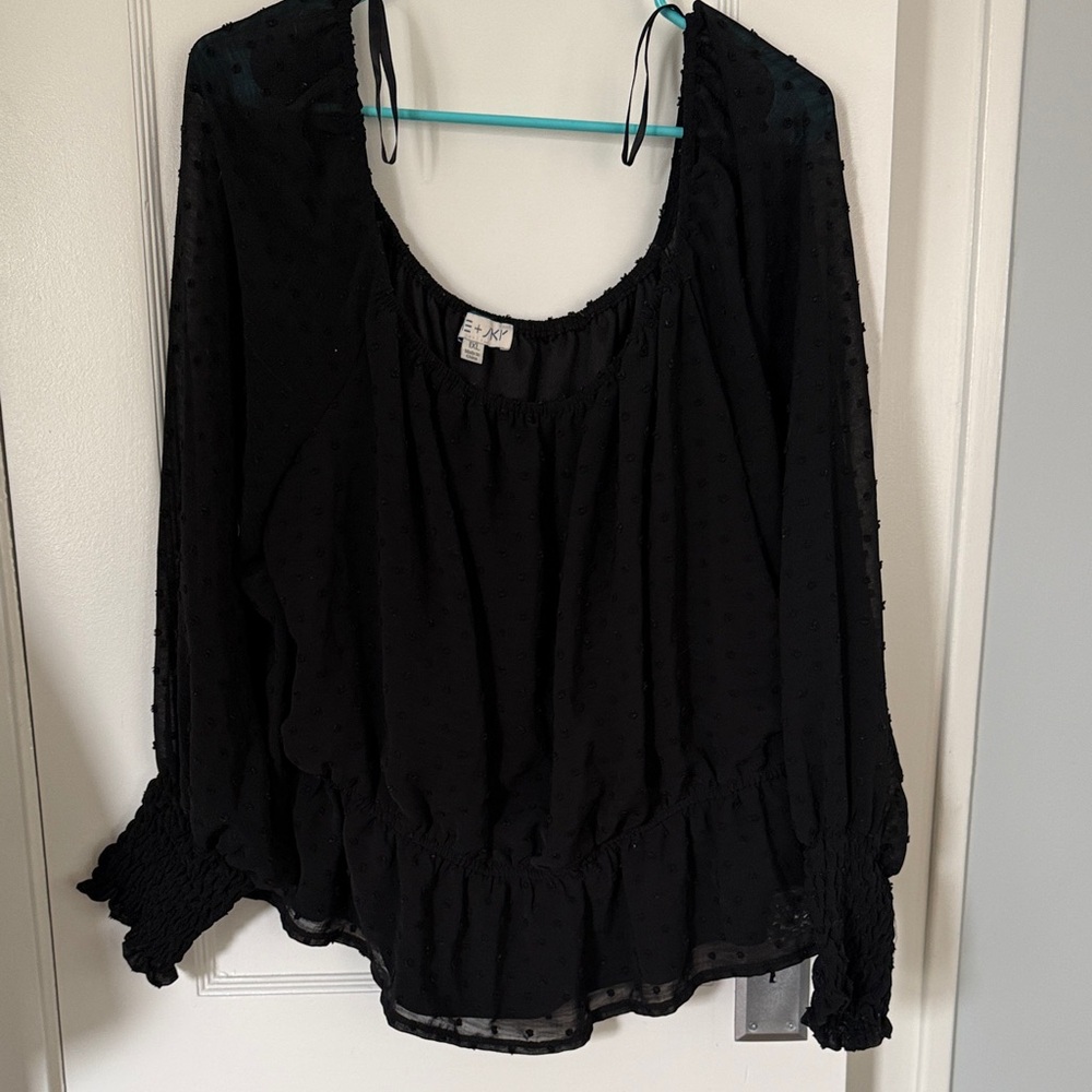 Sheer Sleeve Black Longsleeve Top
